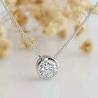 1ct Round Simulated Solitaire Diamond Pendant Necklace 14k White Gold Plated