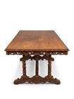 Antique Table 19th Century French Carved Oak Desk Barley Twist Legs Hand Carved