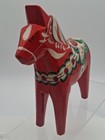 Vintage Nils Olsson Wooden Red Dala Horse Hand Painted Swedish Folk Art 8 5 