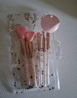 Gina 5-piece Makeup Brush Set Pink rose Gold Clear Glitter Handles Angled