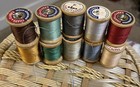 Vtg 10 Coats   Clark s Mercerized Sewing Thread Wooden Spools  Multicolor