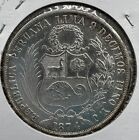 1874 Peru Un Sol  900 Silver Coin Firme Y Felix Peruana Lima