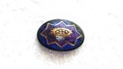 Vintage Art Glass Blue   Purple W gold Accents Oval Sewing Button W metal Shank