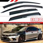 For 22-26 Honda Civic Hatchback Jdm Black Trim Window Visor Rain Guard W  Clips