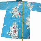 Japanese Traditional Kimono Blue Robe Pink Peacock Floral Made In Japan Satin