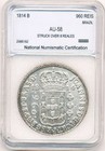 1814 B Brazil 960 Reis  Struck Over 8 Reales  Au58 By Nnc 