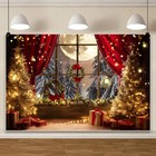 Christmas Window Photography Backdrop 10x8 Ft Golden Moon Tree Studio Vinyl