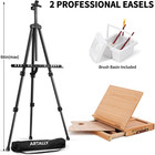 187pcs Professional All-in-one Art Painting Kit With Aluminum   Beech Wood Easel