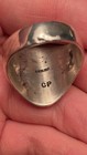 Native Sterling Silver Turquoise Ring  Size 13  Round Shadowbox Style  Signed Cp