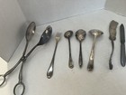 Lot Of 7 Vintage Silverplate Utensils Knife Spreader Ladle Spoon Salad Tongs