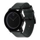 Brand New Movado Bold Men   s Tr90 Black Dial Black Leather Strap Watch 3600306