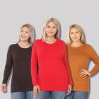 1x 2x 3x Women s Round Neck Long Sleeve Brushed Microfiber Top Fitted T-shirt