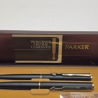 1980s Parker Stainless Steel Gold Trim Arrow Ball Pen   Mechanical Pencil Set