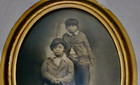 Antique Photo Bubble Glass Frame Black African American Children Portrait