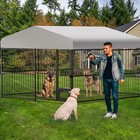 10x10x6ft Heavy Duty Dog Cage With Roof Large Outdoor Dog Kennel Safety Locks