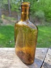 Antique Rare Amber Glass Whiskey Bottle Spiderweb Frankfort Distillery Fullquart