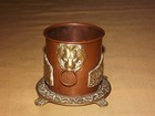 Vintage 2 3 4  High Brass Copper Lion Head Ring Handle Cup