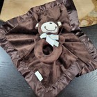 Carters Snuggle Me Monkey Lovey Rattle Security Blanket Plush Satin Brown