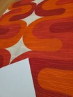 Awesome Rare Vintage Mid Century Retro 70s Org Red Wavy Loops Sml Fabric  Look 