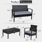 4pcs Outdoor Patio Rattan Furniture Set Cushioned Sofa Coffee Table Chair Deck