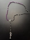 Santa Muerte Rosary Purple And Black   Wood Beads holy Death handmade free Ship 