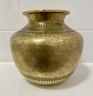 Antique Indian Brass Engraved Water Matka Or Lota Pot