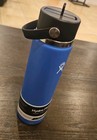 Hydro Flask Wide Mouth Water Bottle With Straw Cap 24 Oz - Blue Color 