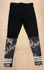 Adidas Girls Leggings Size M 10 12 Black Gray Camo 3 Stripe Athletic Pants