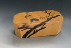 Vtg Chinese Handmade Hand Painted Pheasant Box Lacquered Bamboo Art Mcm Retro