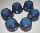 6 Antique Chinese Cloisonn   Sake Cups  1 Inch Tall  X 1 1 2 Inch Wide  Rare 