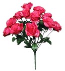 Fuchsia Pink 12-4  Rose 21  Bush Silk Flower Home Wedding Outdoor Decor Craft Us