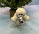 Poodle Dog Silver   White Fuzzy Prancing Christmas Ornament Sequin Flocked Poms