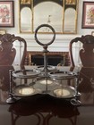Antique Elkington   Co Silverplate Crust Set No  10461 W 3 Matching Crystal Bot 