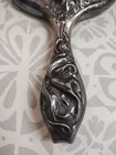 Antique Victor Silver Co Art Nouveau Vanity Beveled Hand Mirror Silverplate
