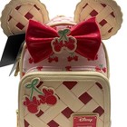 Loungefly Disney Minnie Mouse Cherry Pie Mini Backpack  Ears   Coin Bag Set Pink