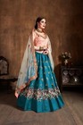 Classic Look Raw Silk Teal Blue Lehenga Choli With Dupatta For Traditional Wear