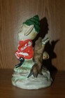 Vintage Green Red Pixie Elf Gnomes Figurines Ceramic Xmas Christmas Gift 7 In