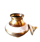 Large Solid Brass   Mother Of Pearl Inlay Urn  Made In India