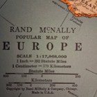 Authentic  europe W  Relief Map Back  Vintage 1937 Rand Mcnally World Atlas Map 