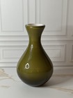 Olive Green Cased Art Glass Vase     Mid Century Modern Style Decor