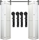 3ft-12ft Steel Bifold Sliding Barn Door Hardware Kit For 2 4 Doors heavy Duty