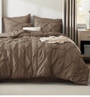 Twin Comforter Set Brown 5pc Bed In A Bag Pintuck W  Sheets Pillowcase Sham