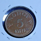 Norway 1952  5 Ore   Extra Fine   u-grade   Km  400 Circulated  5