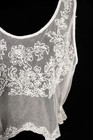 Antique French Edwardian Tea Color Cotton Hand Appliqued Camisole 40  Bust Large