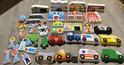 Lot 38 Melissa   Doug Wooden Buildings Cars Trucks People Tree Traffic Signs