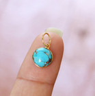 Copper Turquoise Charm 18k Solid Yellow Gold Charm Pendant Handmade Pendant