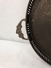 Round Brass Tray With Floral Design Handles