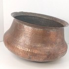 Hand-hammered Antique Copper Pot Flared Rim Rustic Decor Distressed Patina