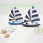 Wood Model tall 5 9  15cm pair Of Sailing Boats Ship Sailer Yacht Nautical Decor
