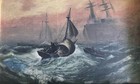Antique Old 19th C  Impressionist Seascape Oil Painting Framed